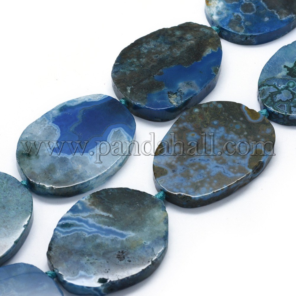 Natural Ocean Jasper Beads Strands, Oval, 47.5~57.5x37.5~47.5x6.5mm, Hole: 2mm; about 7pcs/strand, 16.1~16.14