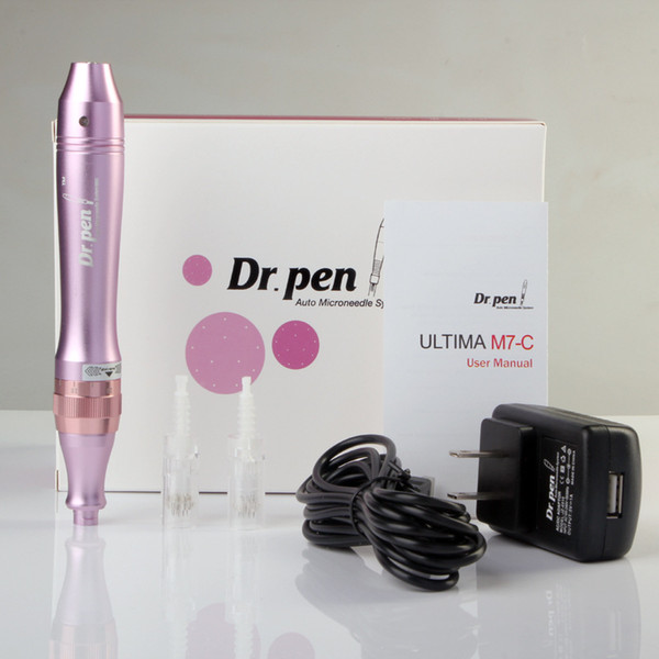 derma pen dr. pen m7-c auto microneedle roller bayonet prot needle cartridges pen use with wired cable electric derma stamp.