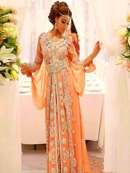 2022 Gorgeous Beaded Evening Dress Formal Abaya Dubai Moroccan Kaftans Long Sleeves Middle East Arabic Luxury Party Ball Celebrity