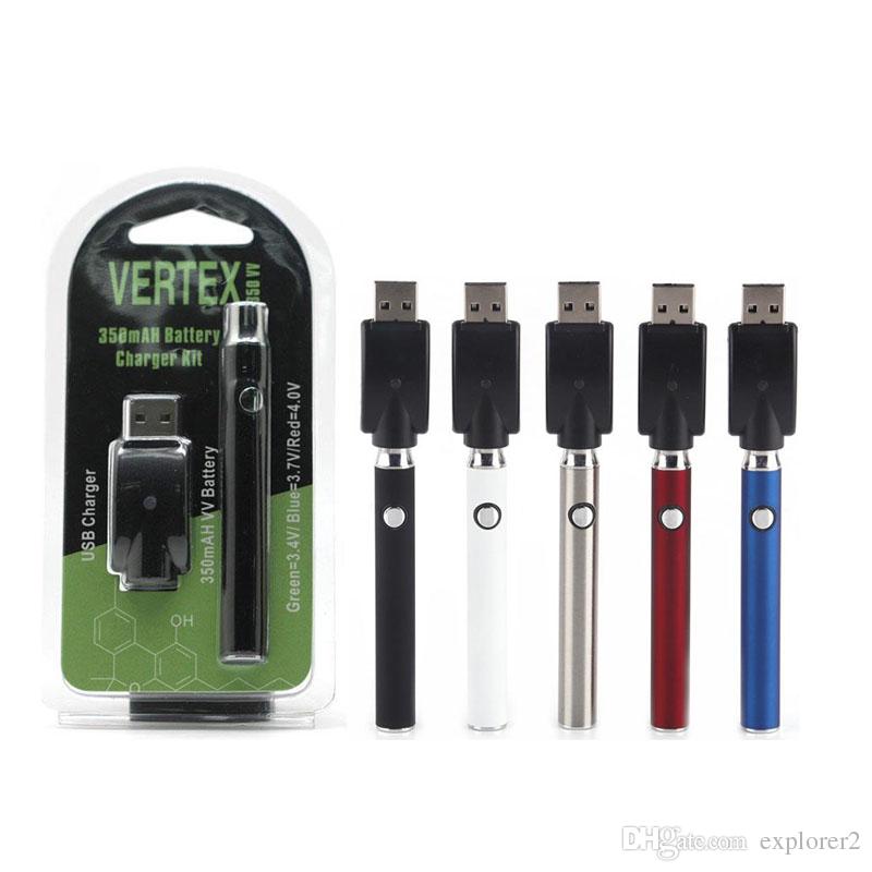 New Arrival Vertex Preheat Battery 350mAh Variable Voltage 510 Thread Vape Pen Battery With USB Charger Fit for CE3 G2 Vaporizer Cartridges
