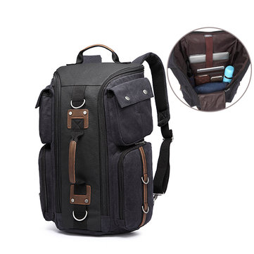 Big Capacity Canvas Travel Backpack Multi Pocket Triple-use Crossbody Bag Handbag For Men