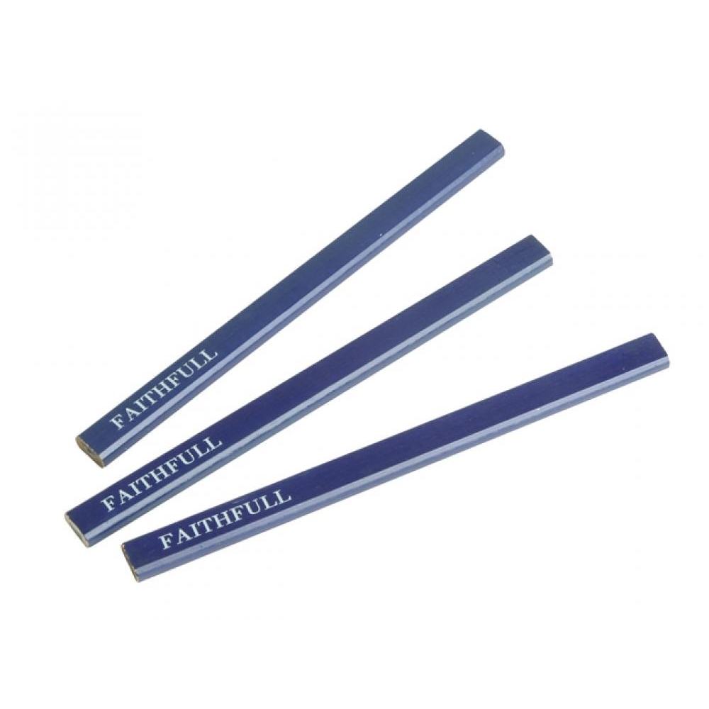 Faithfull FAICPB Blue Soft Grade Carpenters Pencils Pack of 3
